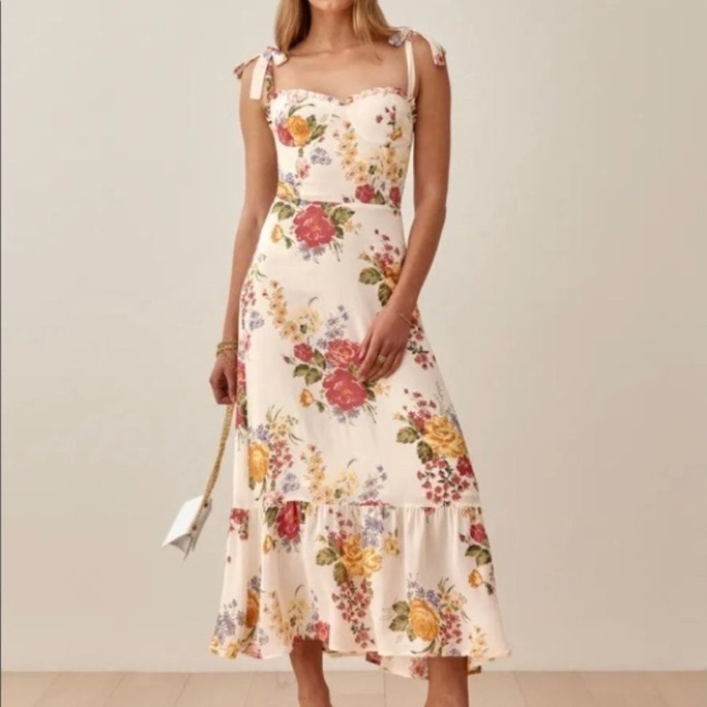 Reformation Nikita Midi Dress in Bouquet Size 12 NWT
